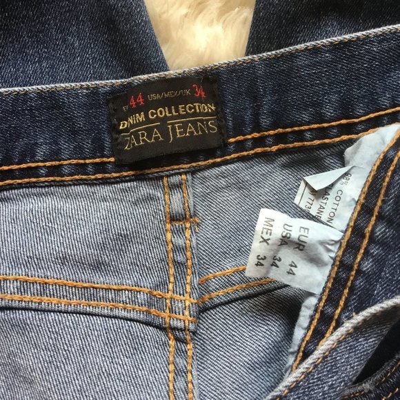 ZARA JEANS Collection Women's Straight Jeans Mid Rise Logo RN USA 773  Blue 34 - Picture 10 of 10